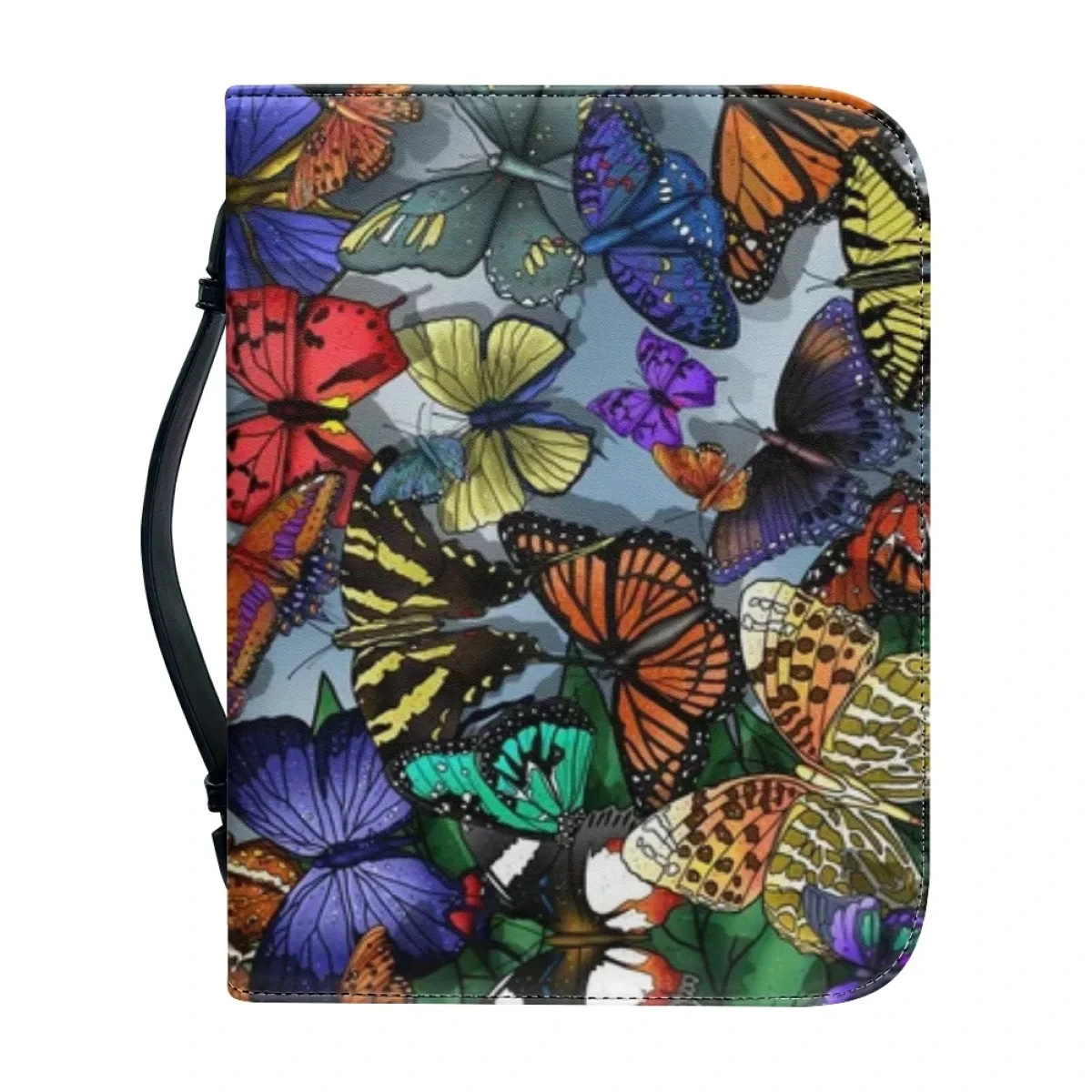 Fashion Beautiful Butterfly Print Bible Cover Case Women's Leather Handbags Christianity Church Bible Bag Bible Storage Bags