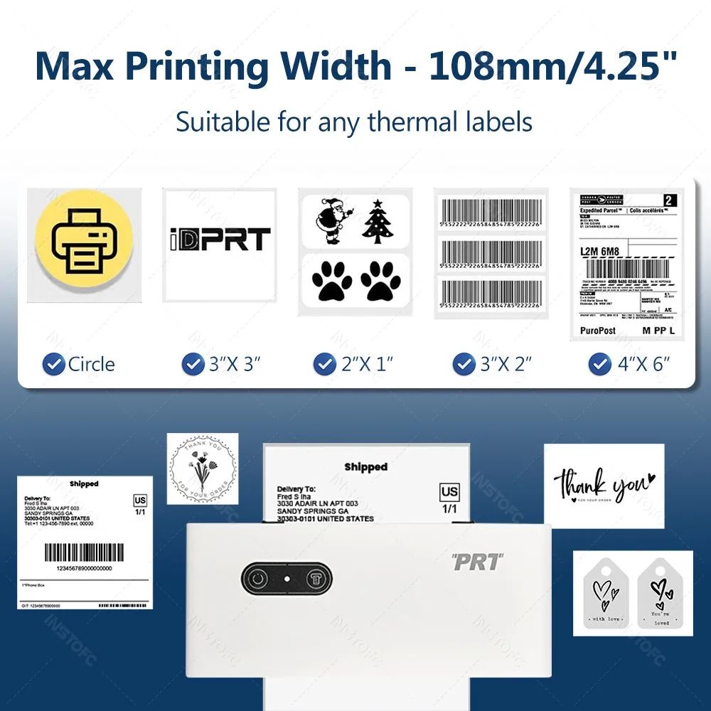 30-110mm 4 polegadas etiqueta de envio expresso etiqueta de código de barras térmica impressora sem fio bluetooth 4x6 polegadas dhl pedido impressão via telefone ou pc