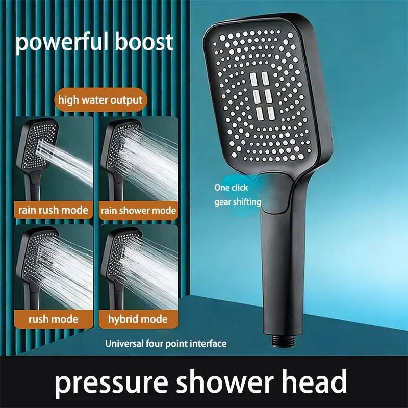 Pressurized Adjustable Square Shower Head Large Outlet Water Heater Household Bath Pressurized Rain Shower Head Set