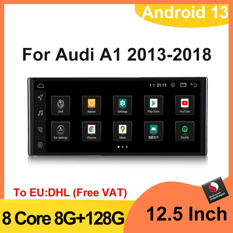 

Qualcomm 665 12.3 inch Android Car Screen For Audi A1 2013-2018 Cultimedia Player DSP Video Android Auto Wireless Carplay Radio