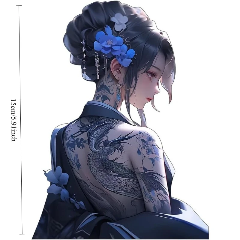 1pc Tattooed Geisha Girl Vinyl Sticker, Waterproof Decal for Car Motorcycle Camper & Auto Body Decor