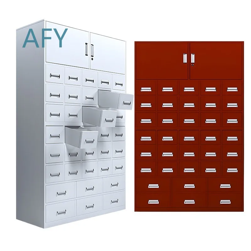 Medicinal Material Storage Cabinet with Drawer Dispensing Table for Clinic Pharmacy Lab Hospital Use Thickened Steel