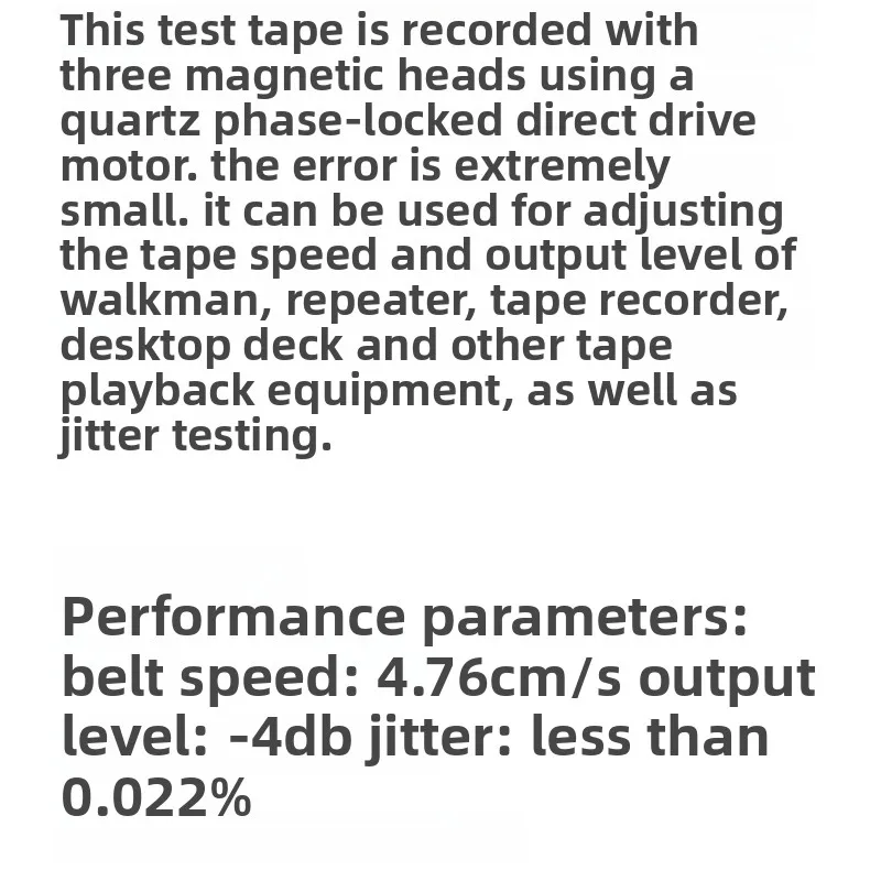 Tape Walkman Idle Speed Adjustment 3000Hz Audio Test Tape Precision Correction Idle Speed