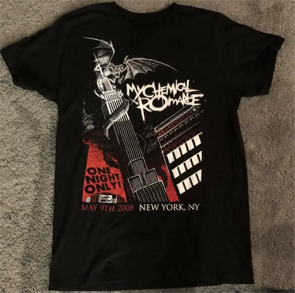 MY CHEMICAL ROMANCE Black DRAGON NYC Band Tee All  Tour T-Shirt Casual Man Tees Official T Shirt