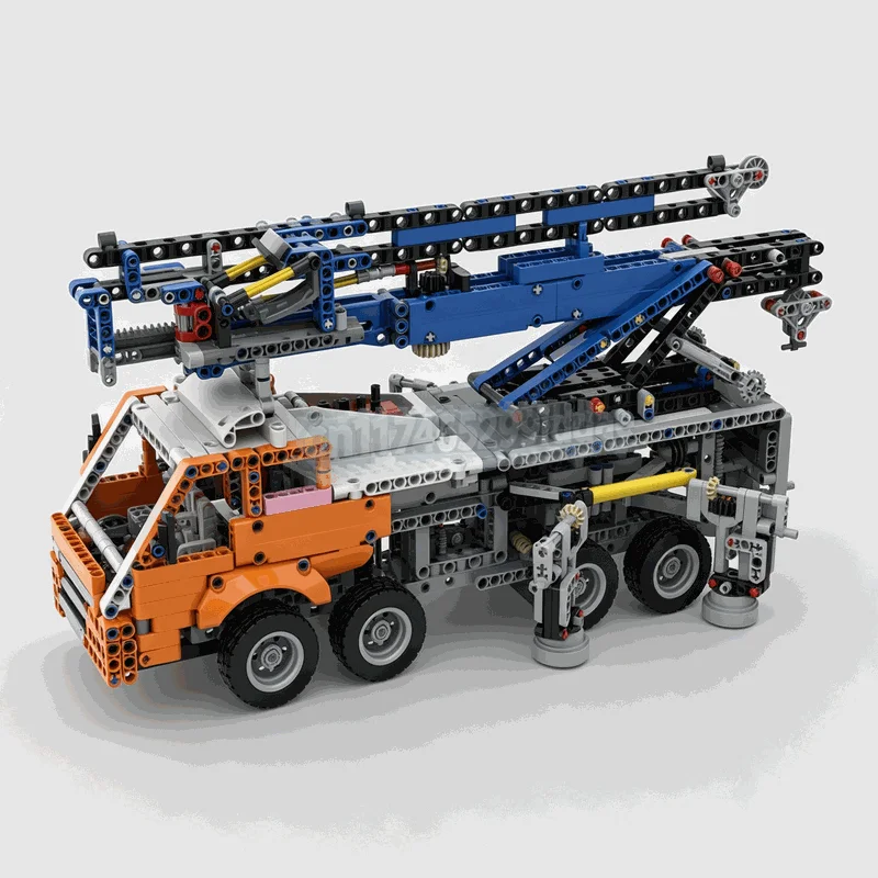 1068PCS MOC Technical Folding Tower Crane Truck Model Custom Building Blocks DIY Creative Engineering Assembly Puzzle Toy Gift