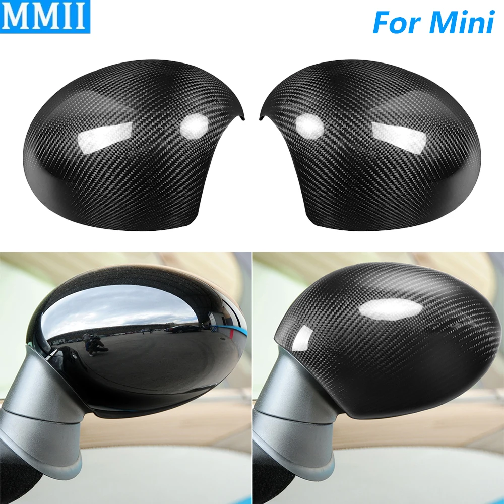 

For Mini R55 R56 R57 R58 R59 R60 2007-2014 Real Dry Carbon Fiber Rearview Mirror Cover Panel Trim Car Accessories Decoration