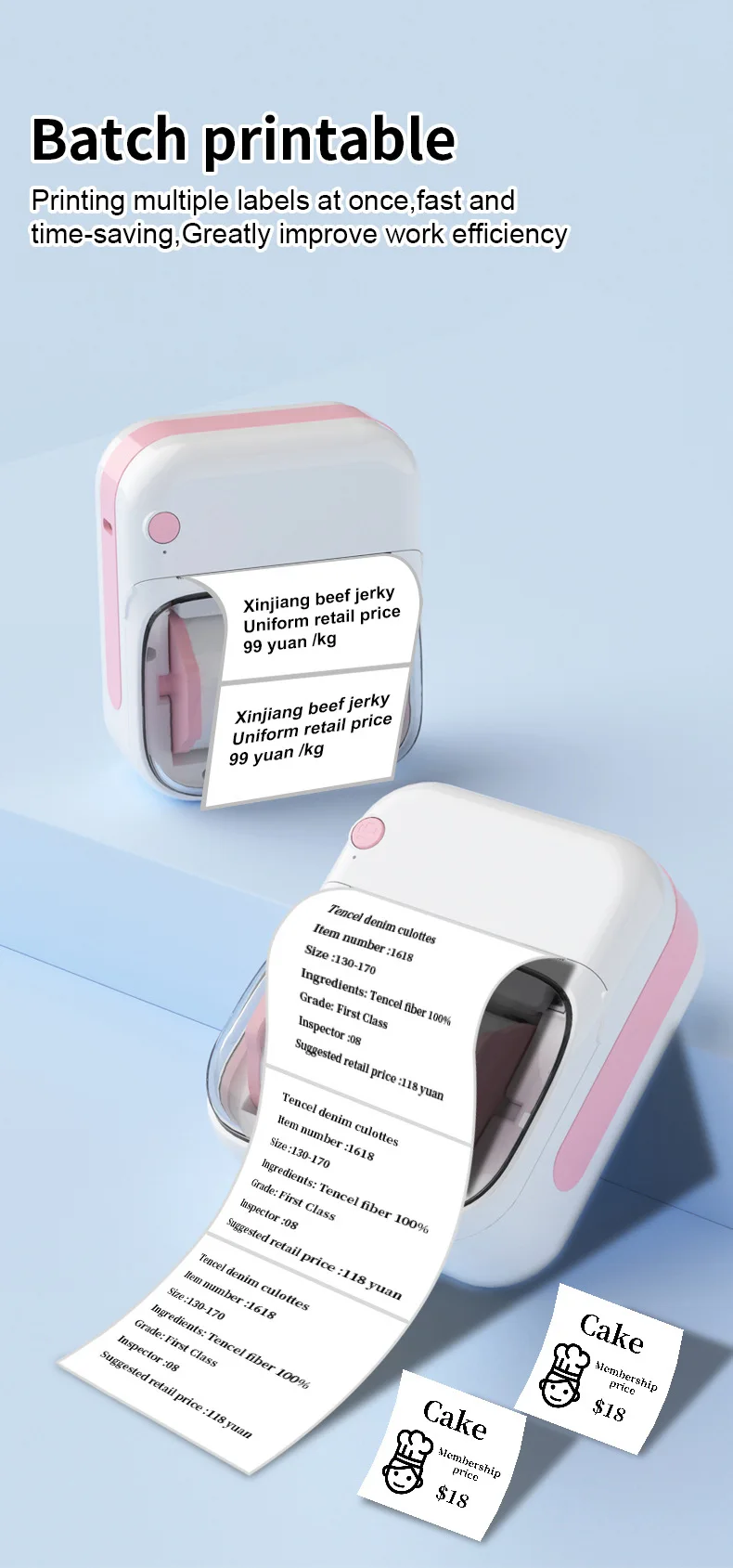 Mini portable printer manual ledger error for graphic and text labels adhesive label thermal printer wireless Bluetooth printer