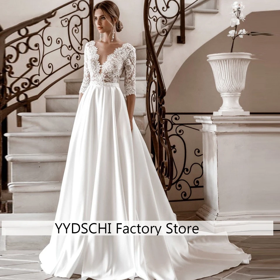 

2023 Wedding Dresses V-nack Classic A-line Lace Princess Luxury For Women Dresses 2023 Grace Ball Gown Vestidos De Novia