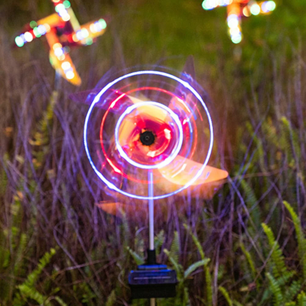 

2Pcs Windmill Lights Monocrystalline Panel Multicolor LED Lanterns Garden Pathway Lawn Decoration Outdoor Energy Saving