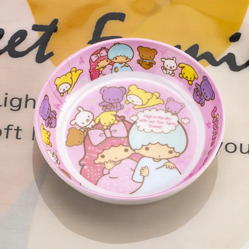 Kawaii Hello Kitty  Plate Snack Round Plate Anime Kuromi Cinnamoroll Child Fruit Plate Cartoon Kitchen Tableware Wholesale New view 6