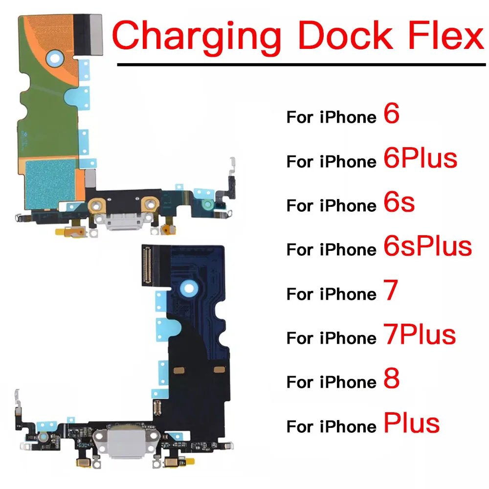 

Charging Dock Flex Cable For iPhone 6 6P 6SP 7 8 Plus Charger USB Port Mic Repair Replacement Parts