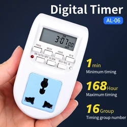 EU Plug Electronic Digital Timer Switch Cyclic Kitchen Timer Outlet Programmable Timing Socket 220V Xharging Countdown Switch