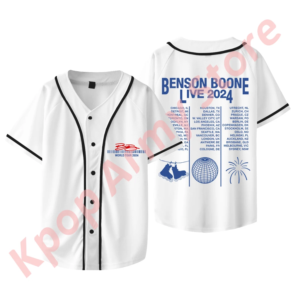 

Мужская и Женская бейсбольная куртка Benson Бун Live 2024 с логотипом Merch, модные футболки с коротким рукавом для лета