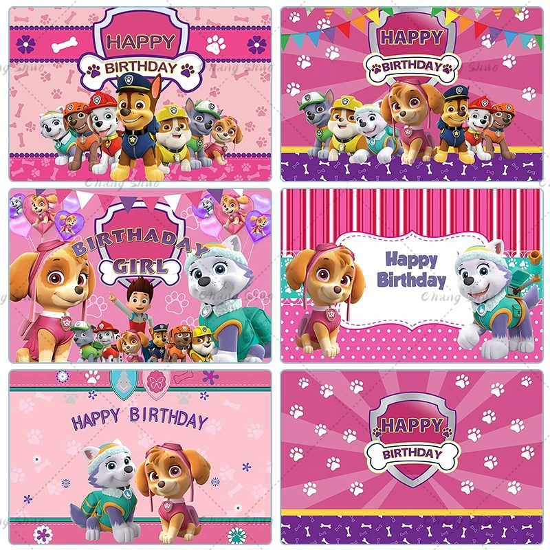 Custom Skye Everest Paw Patrol Backdrop Girl Kids Birthday Party Background Photography Puppy Dog Banner Decor Photo Studio