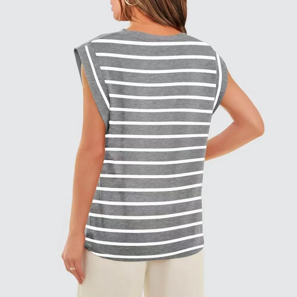 Elastic Women Top Casual Short Sleeve Top Striped Color Block Tank Top Casual Loose Fit Tee Shirt O-neck Raglan Sleeve