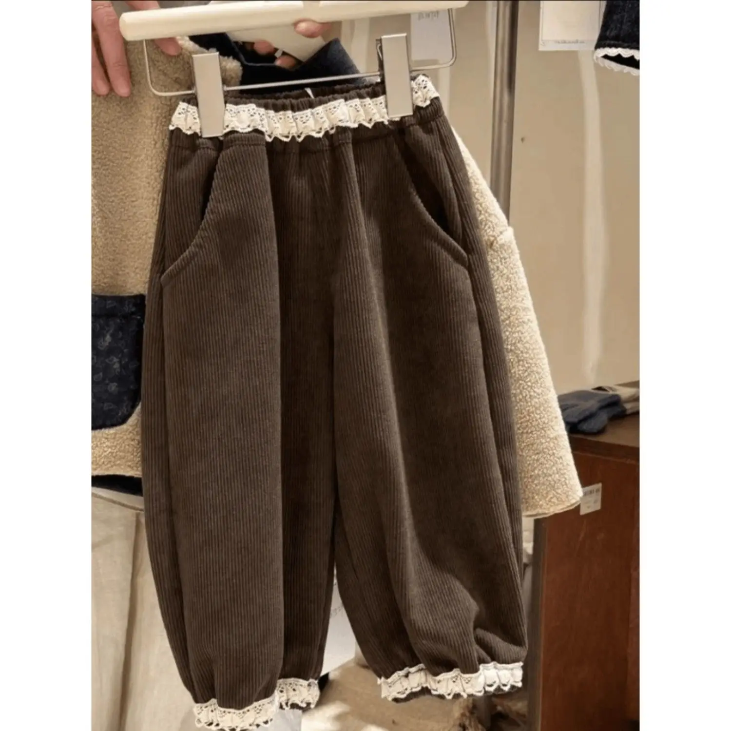 2025 Autumn/Winter New Korean Leg Lace Pants Versatile Casual Pants for Baby Girls