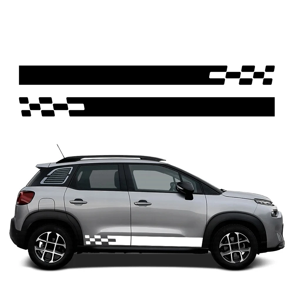 

2PCS Car Side Door Stickers For CITROEN Citroën C3 XR Picasso C4 Racing Style Vinyl Film Decor Tuning Decal Auto Accessories