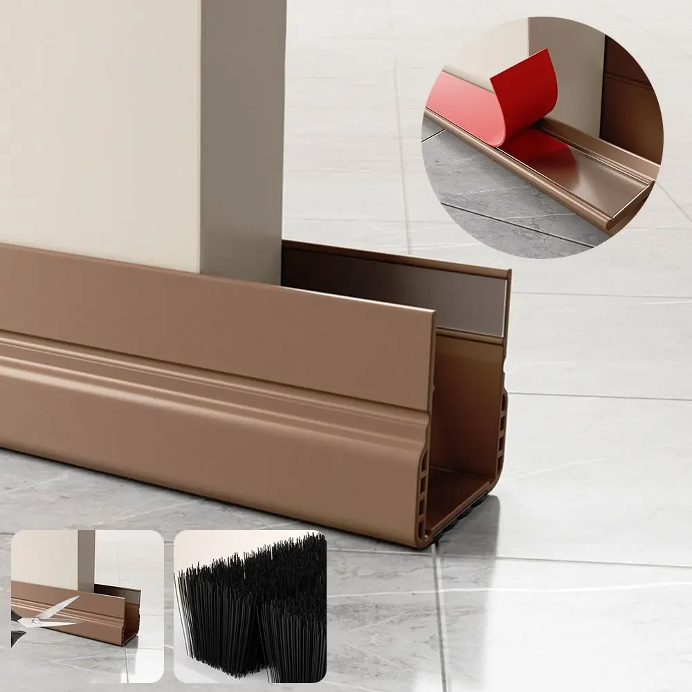 

4-Layer Bristle Seal Door Bottom Seal Strip Windproof Dustproof Strong Double-Sided Adhesive Under Door Draft Stopper