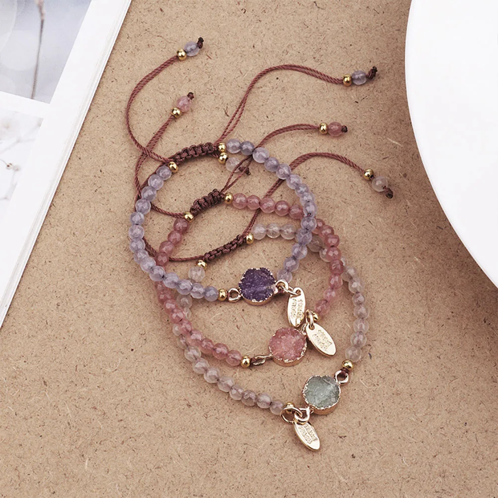 

3 Pcs Crystal Bracelet Wrist Decoration Fashion Bangle Weave Chain Section Women Miss