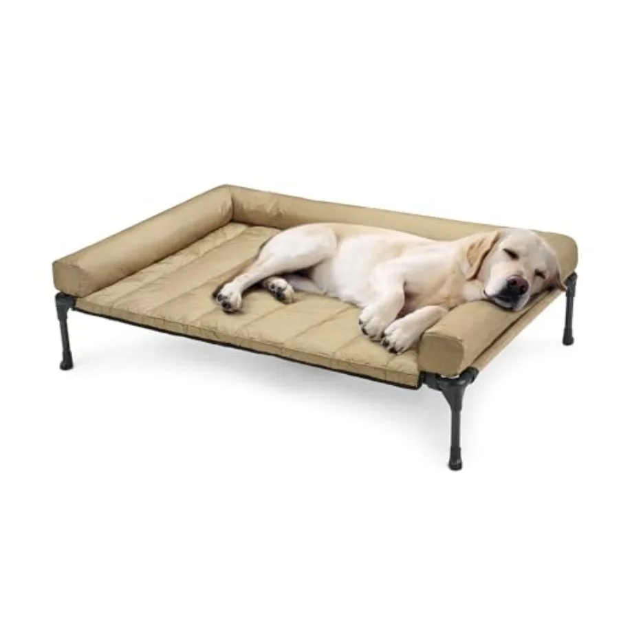 

Cooling Elevated Dog Bed Add Removable Waterproof Bolster Cushion Mat Raised Pet Cot with Breathable Teslin Mesh No-Slip Feet D