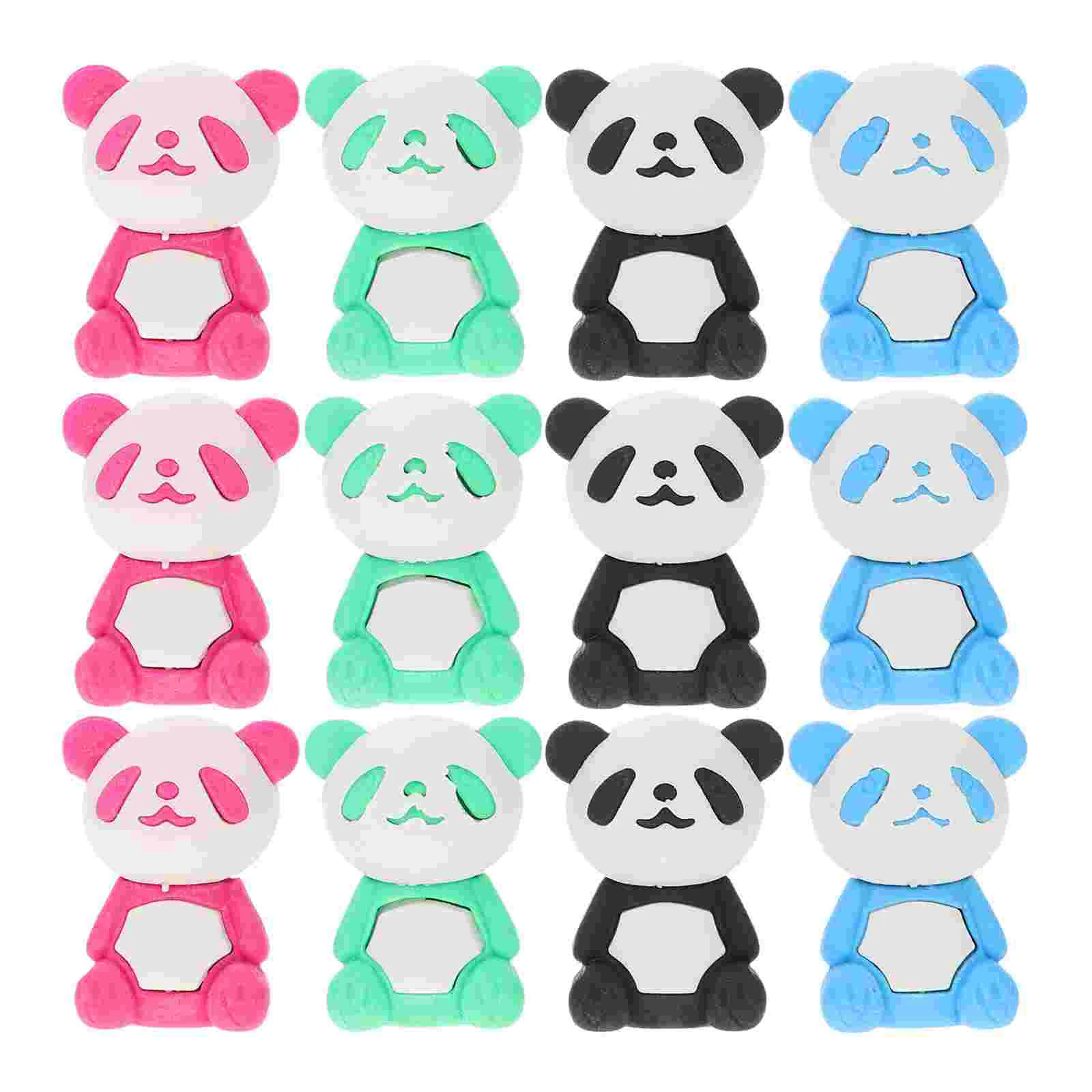 16 Pcs Panda Eraser Toddlers Toys Fun Erasers Kids Bee Mini Roller Cartoon Bulk Kindergarten Lovely Pencil Pupils