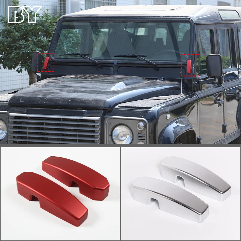 

Aluminum Front Windshield Latches With Red/Silver Style Catch Kit Trim Cover For Land Rover Defender 90 110 2004-18 Accessory