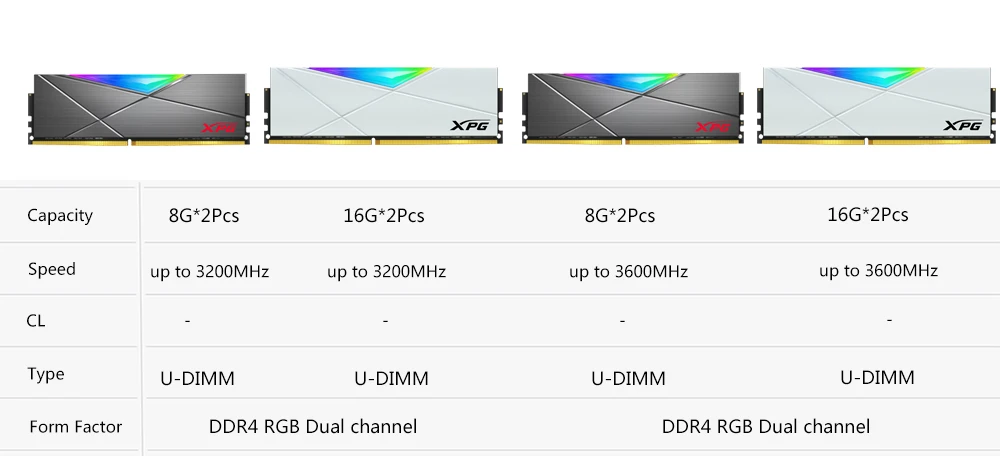 ADATA XPG D50 RGB DDR4 RAM 8GB 16GB 32GB PC4 3200Mhz 3600Mhz U DIMM 288pin for Computer PC Desktop Memory 32G 16G ram ddr4