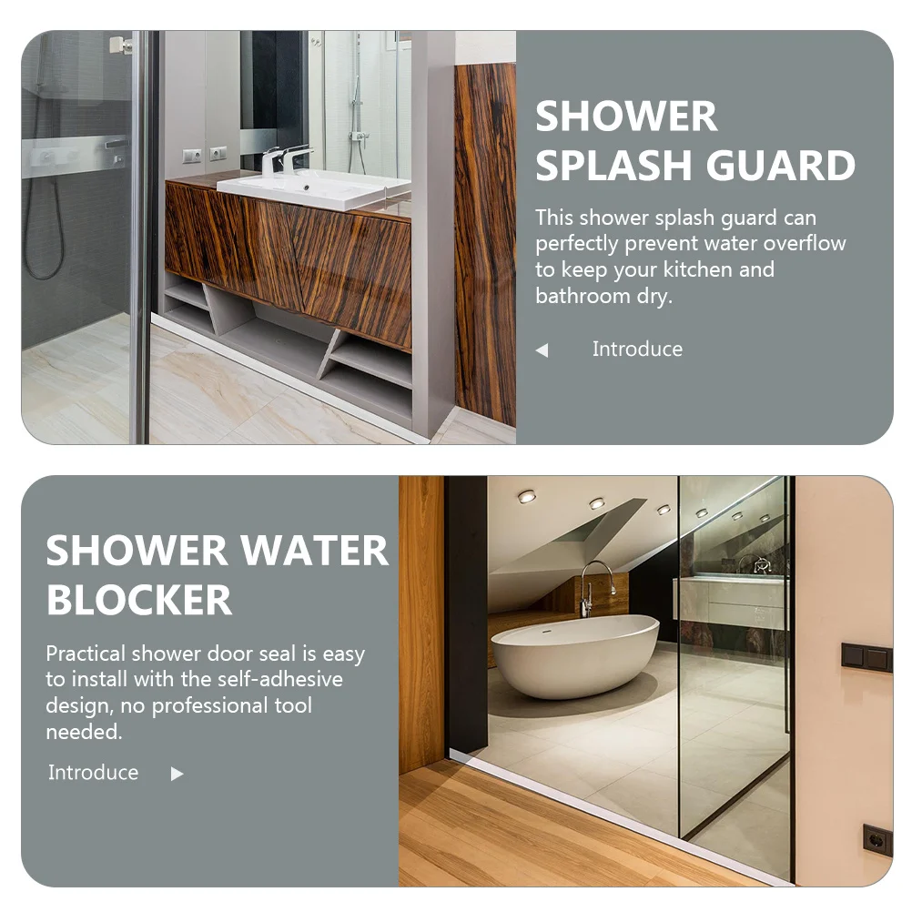 

2 шт., силиконовая защита от брызг для душа, самоклеящаяся дверная уплотнитель, водонепроницаемая защита для пола