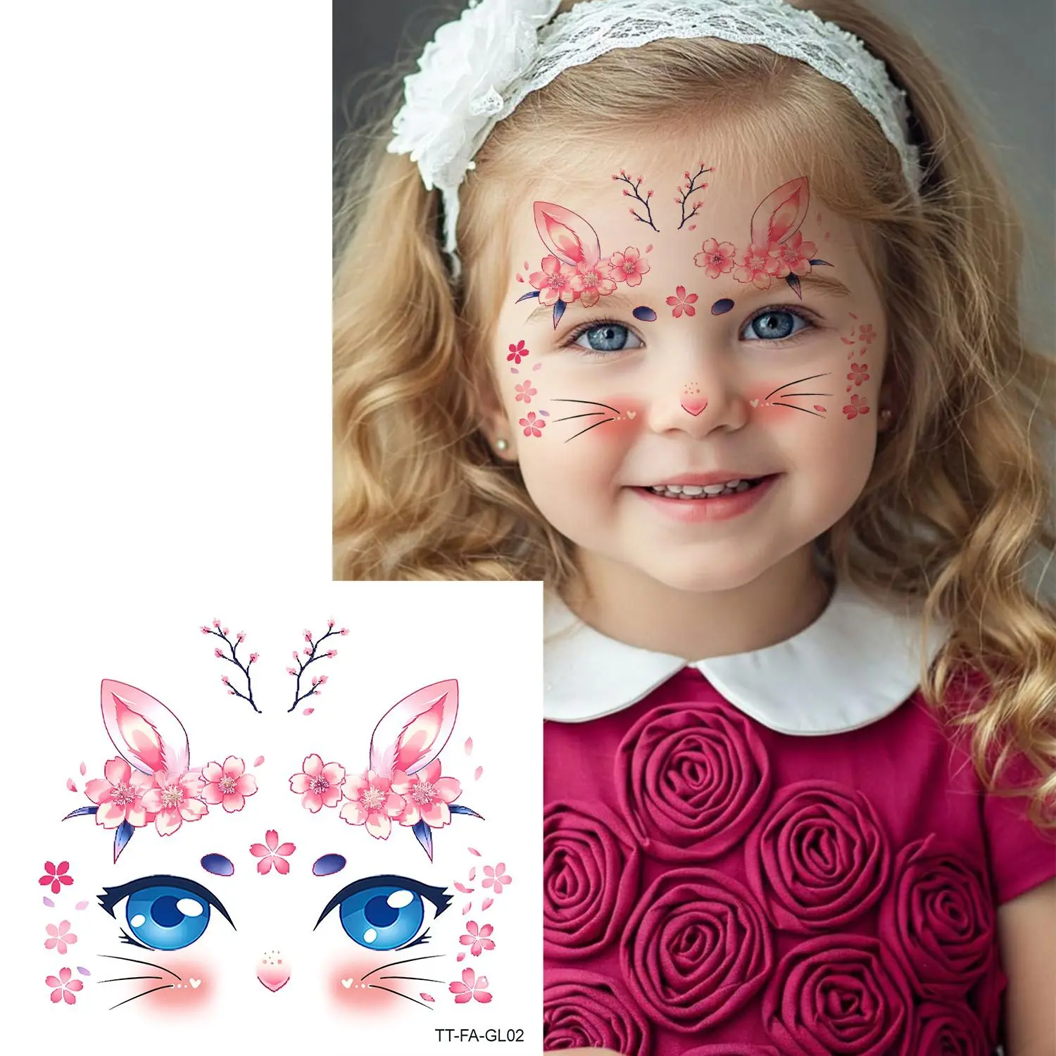 Cartoon Animal Face Tattoo Stickers Waterproof Non Toxic for Kids Festival Stage Makeup Party Performance view 4