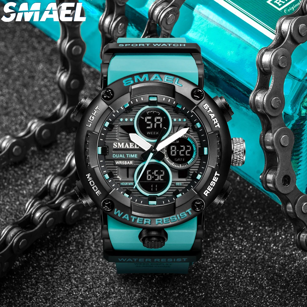 SMAEL Orologio sportivo da uomo Impermeabile LED Orologi digitali Cronometro Orologio con quadrante grande per uomo 8038 relogio masculino Orologi