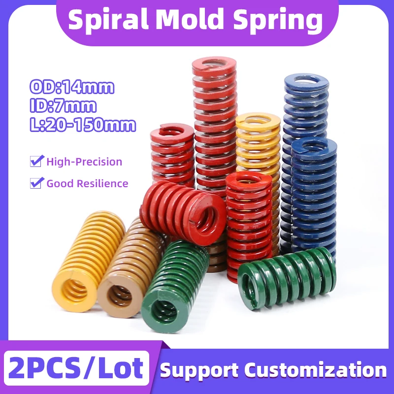 Creamily 2Pcs/Lot Mould Spring 14x7xL Spiral Stamping Compression Springs Outer Diameter 14mm Inner Diameter 7mm Length 20-150mm