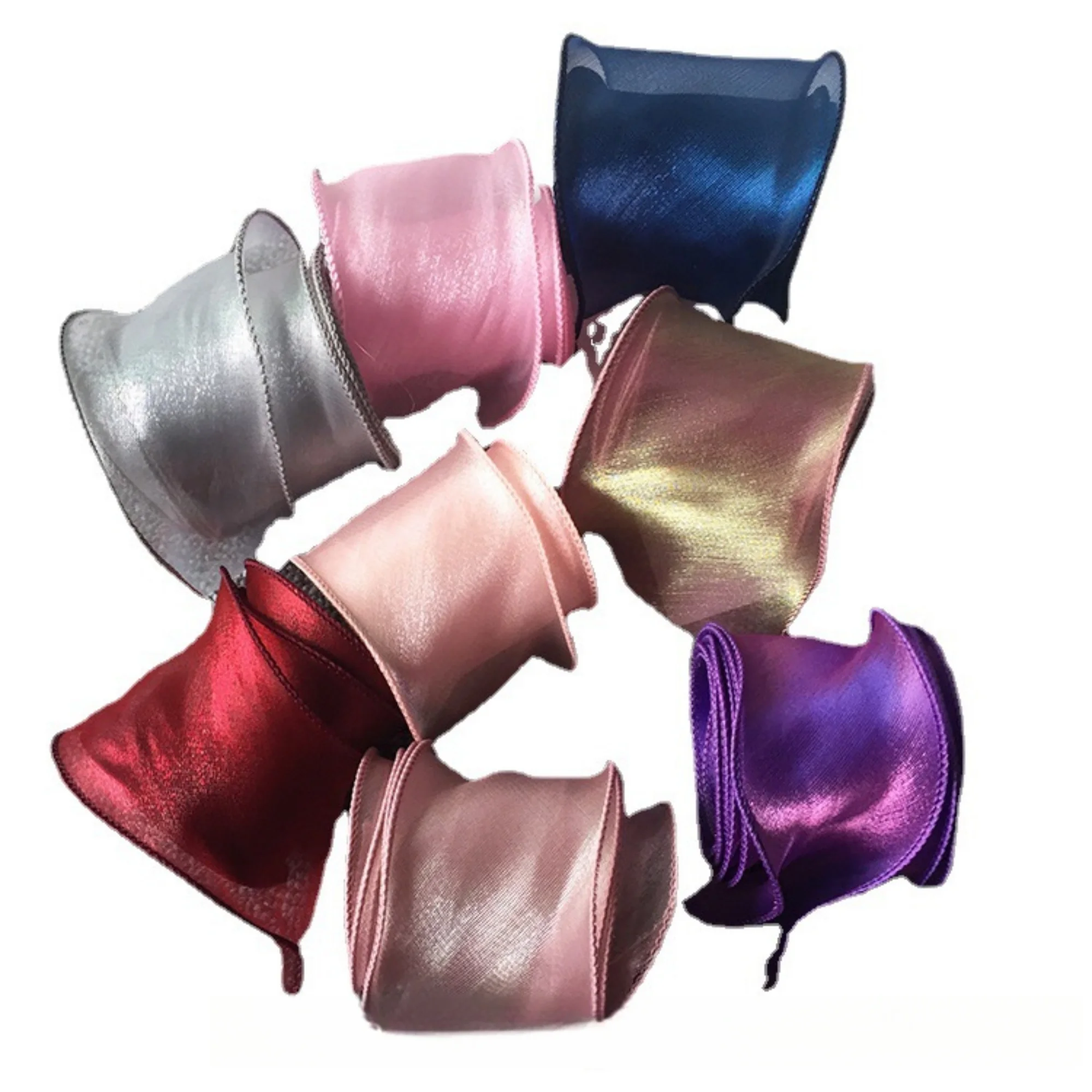 

35 метров, 17 цветов, ширина 2,16 дюйма, кружевная отделка из органзы, кружевная лента с волнистыми краями, сетчатая лента для банта ручной работы