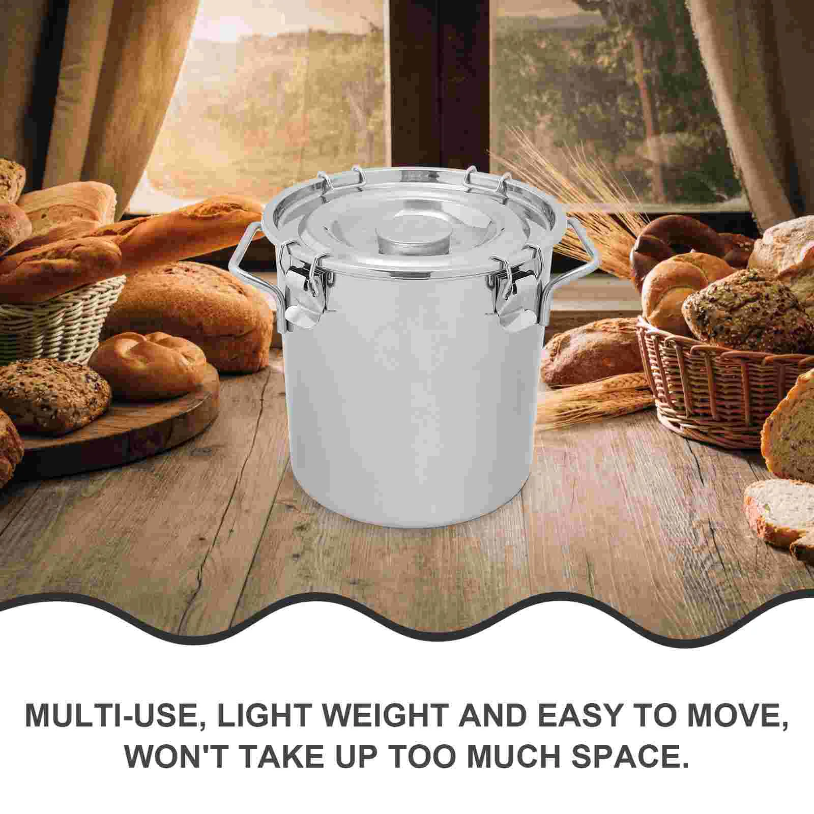 Stainless Steel Sealed Bucket Food Storage Container Dried Fruit Jar Milk Jugs Small Canister Flour