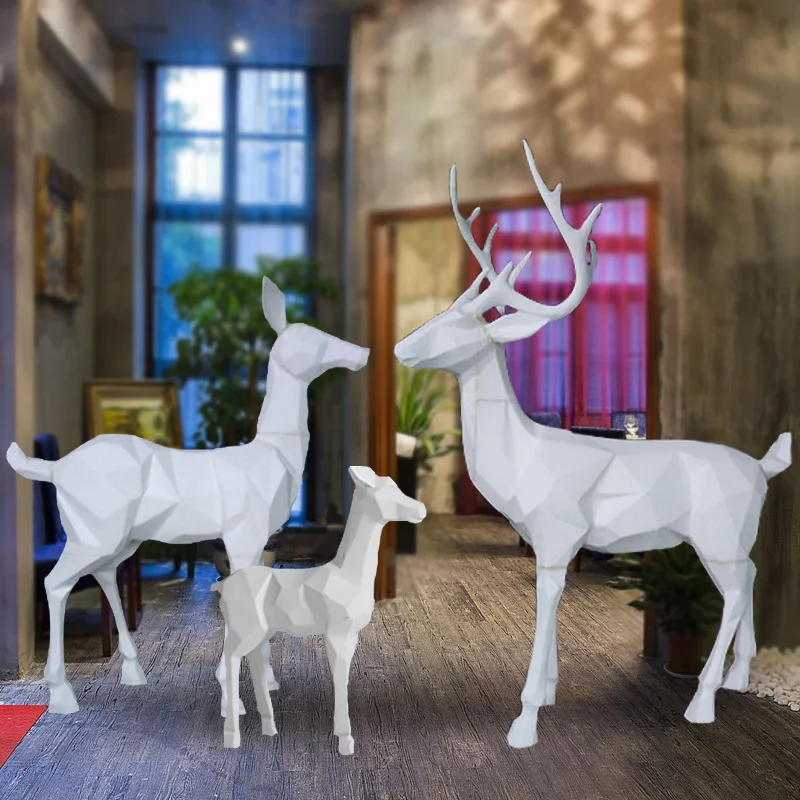 

Современное искусство Торговый центр Meichen FRP Скульптура Белый пятнистый олень Скульптура Орнамент Ресторан Украшение отеля