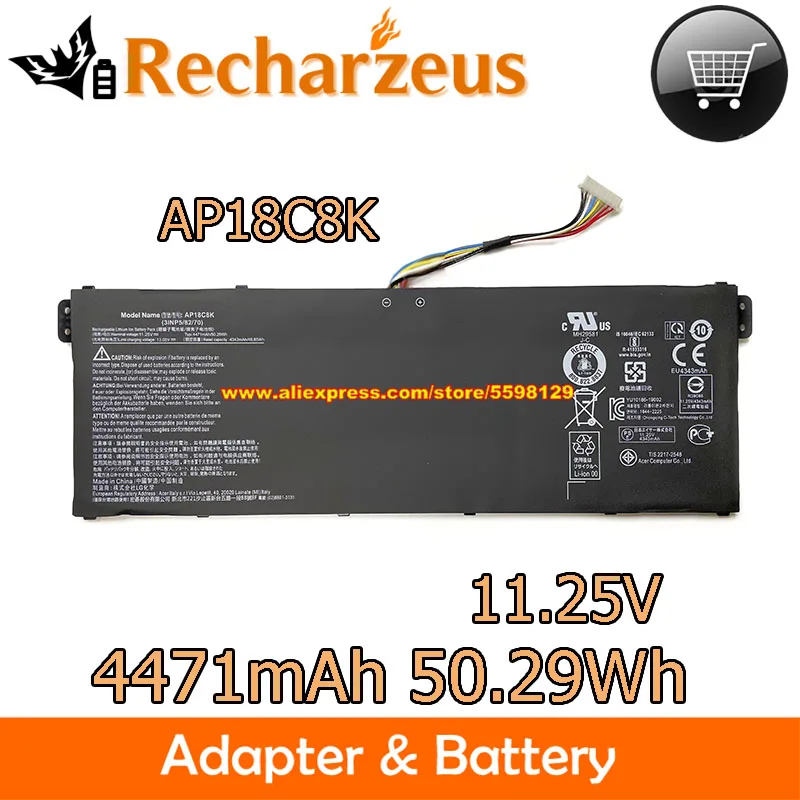 

Genuine 11.25V 4471mAh 50.29Wh Laptop Battery AP18C8K For ACER Swift 3 SF314 SF314-57 SF314-57-55BK SF314-57G SF314-57G-73RH