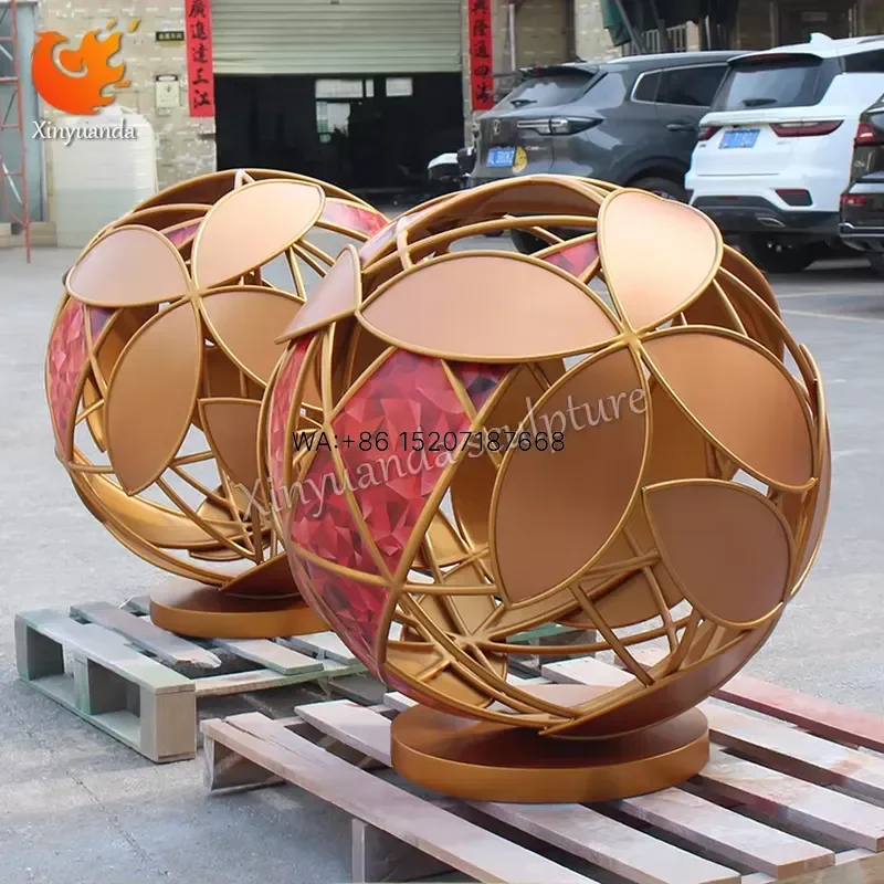Wmwmnu Custom Large Stainless Steel Ball Sculpture Painted Hollow Round Sphere Modern Outdoor Abstract Waterscape Decoration