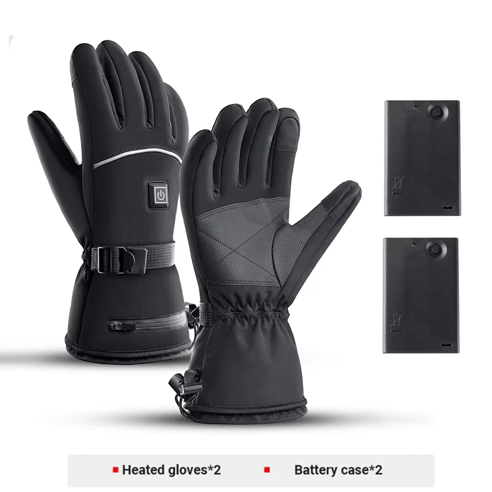 

Electric Heated Moto Gloves Winter Moto Heated Gloves Warm Waterproof Battery Case Heating Thermal Gloves For Snowmobile