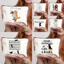 Cartoon Cat Travel Toiletry Kit Cosmetic Bag Makeup Pouch School Supplies Pencil Pouchs Mistress Gift End of Year Wash Bags