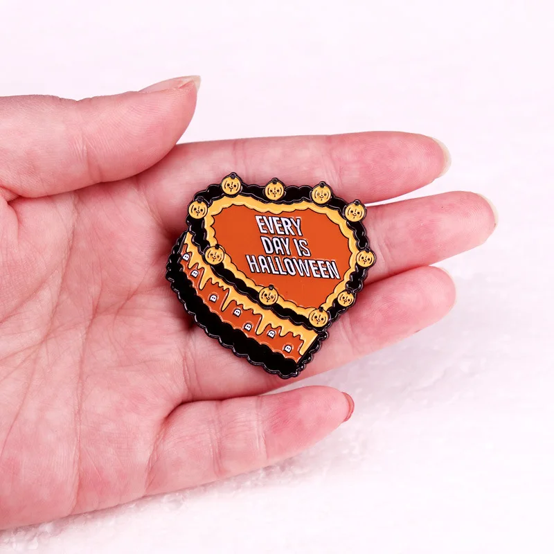 

Pumpkin Cake Enamel Pin Fashion Exquisite Funny Halloween Brooch Hat Backpack Lapel Badge Jewelry “Every Day Is Halloween”
