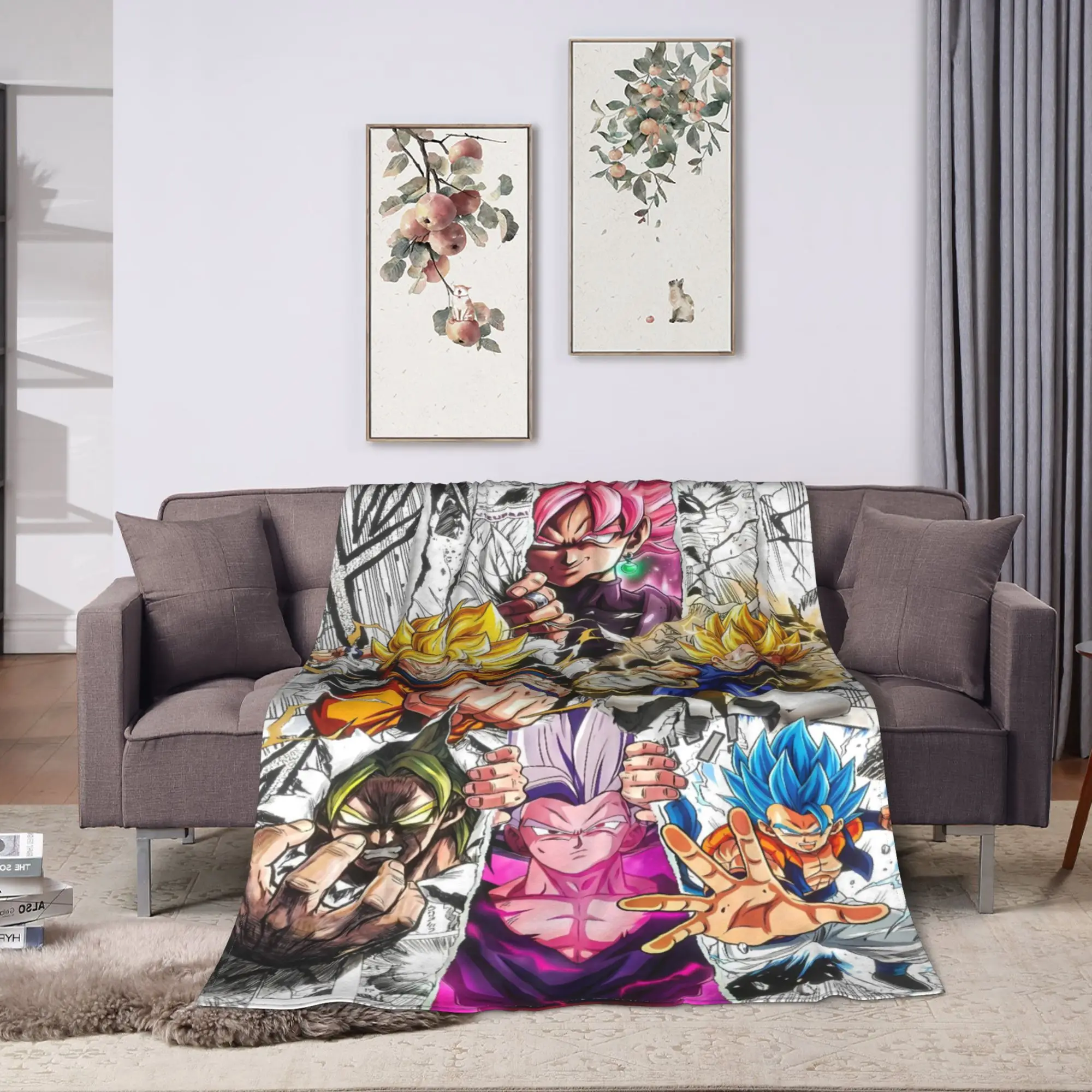 D-Dragons Ball Anime Soft Warm Blankets  Airplane Plush Bedding Throws Couch Chair Flannel Bedspread Sofa Bed Cover