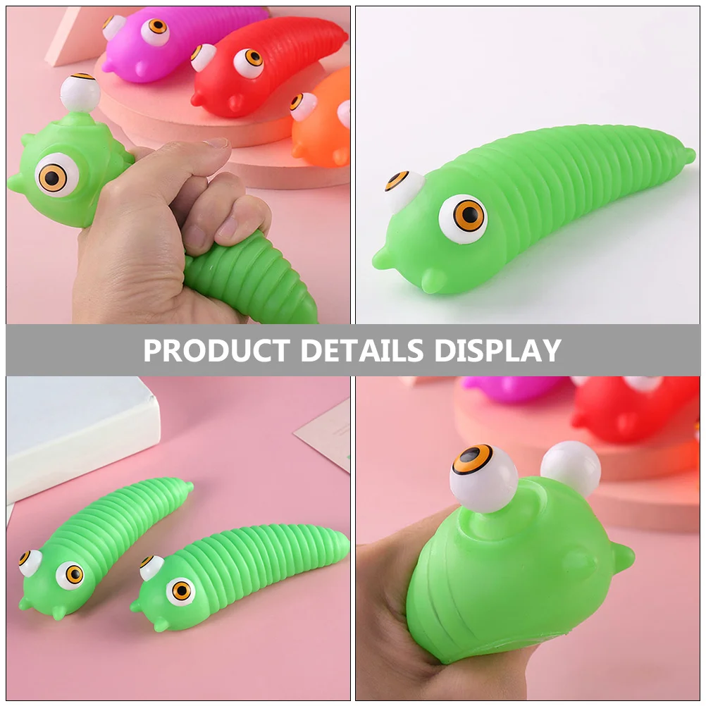 3 pz Decompressione Caterpillar Fidget Verde Spremere Sensoriale Alleviare Lo Stress Riutilizzabile Per Bambini Scrivania Per Adulti Divertimento Popping Occhi Sensoriali
