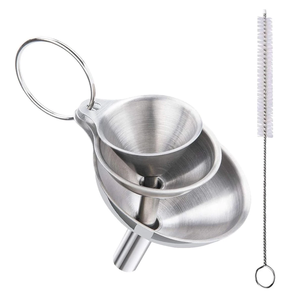 3/4 Pcs Metal Stainless Steel Funnels Food Grade Kitchen Funnels Mini Funnels For Transferring Essential Oils Liquid
