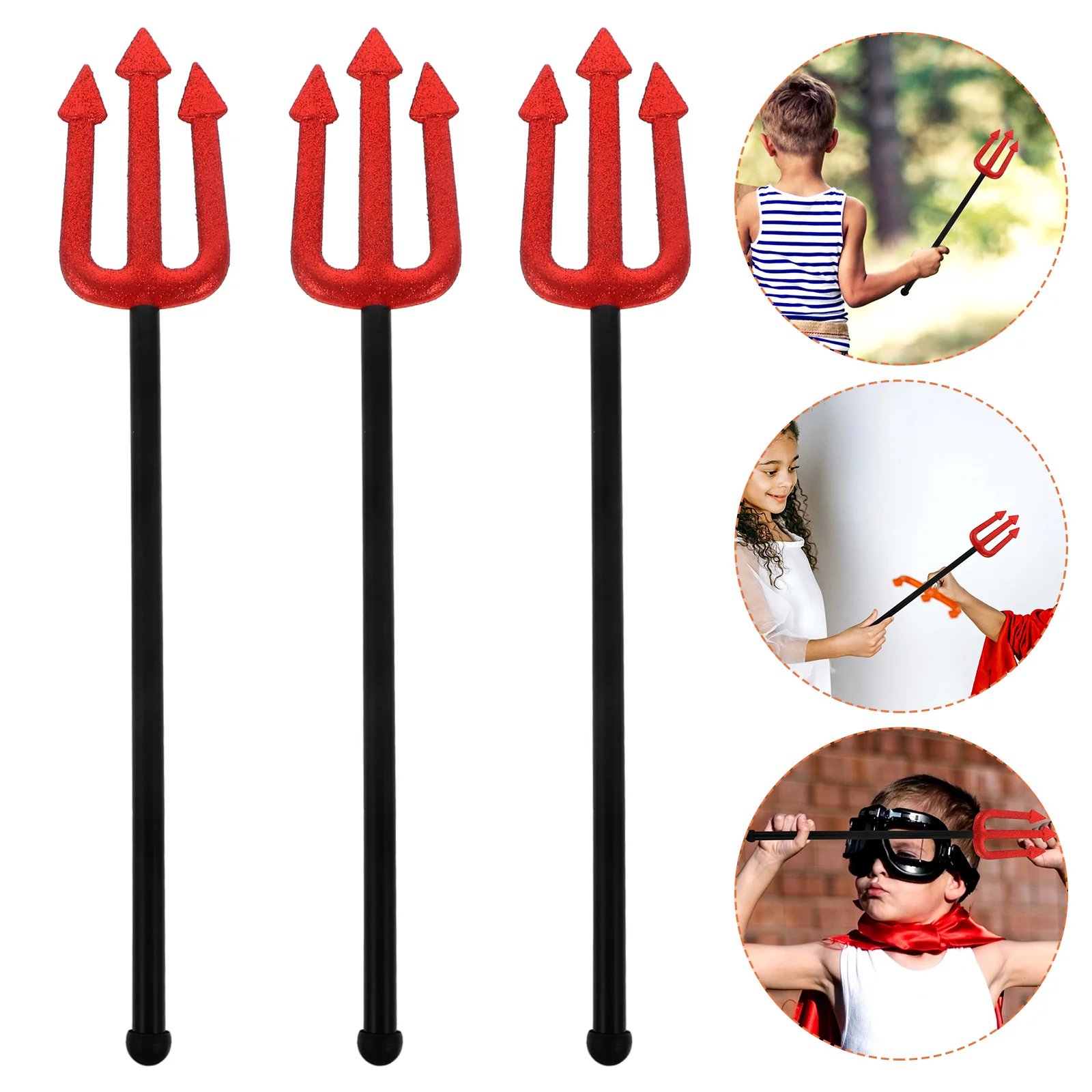 3 Pcs Neptune's Trident Fork Cosplay Pitch Halloween Prop Demon Decor Decoration Toys