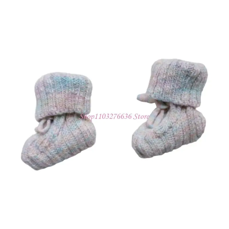 R6FD Baby Handmade Cotton Socks, Mild, Grip, Warm, 0-6 Months Knitted Booties