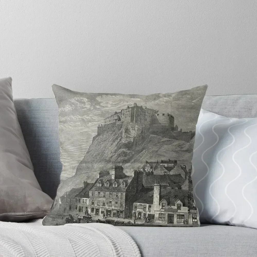 

Edinburgh Castle Old Engraving 1860 Throw Pillow luxury covers Pillow Case Christmas sleeping pillows Couch Pillows pillow