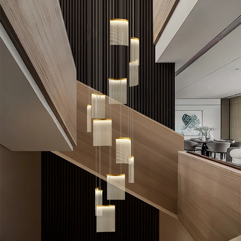 Nordic Acrylic Ceiling Light Stair Pendant Lamp Chandelier Living Dining Room Staircase Hanging Lights Indoor Home Decor