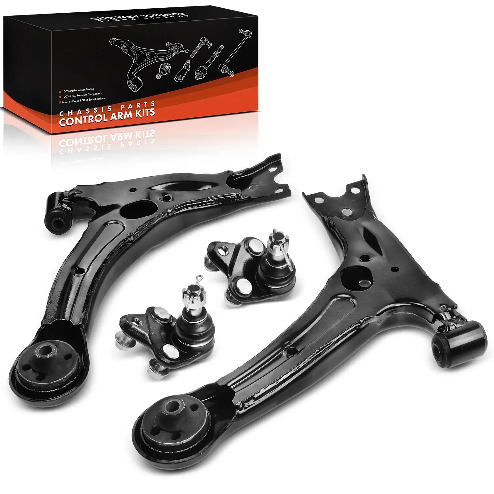 Frankberg 4-delige draagarmset vooras links rechts onder voor Toyota Corolla E12 2005-2007 K90309 K640360 K640361