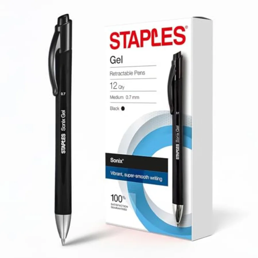 

Retractable Gel Pens, Medium Point 0.7mm, Ink, 12 Pack Sonix Crisp‑Line Gel Pens with Pocket Clip