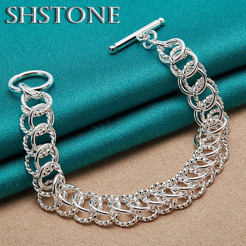 925 Sterling Silver Charm Fashion Beautiful For Lady Party Wedding Refined Geometry To Bracelets Jewelry Free Shipping Wholesale