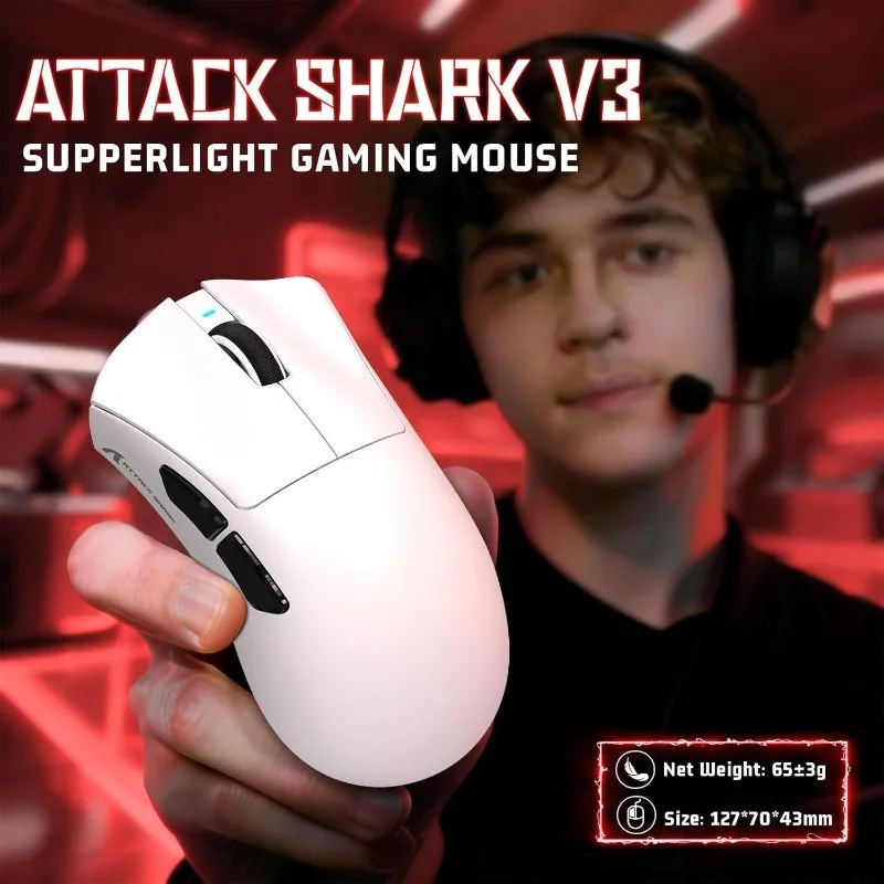 ATTACK SHARK V3 Ultra-Light Wireless Gaming Mouse 25K DPI PAW3311 Sensor PAW3311 Sensor Long battery life for Gamer